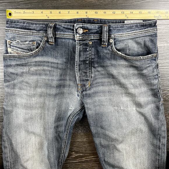Diesel Safado Jeans Mens 31x30 Medium Wash Distressed Slim Straight Button Fly - Picture 11 of 16